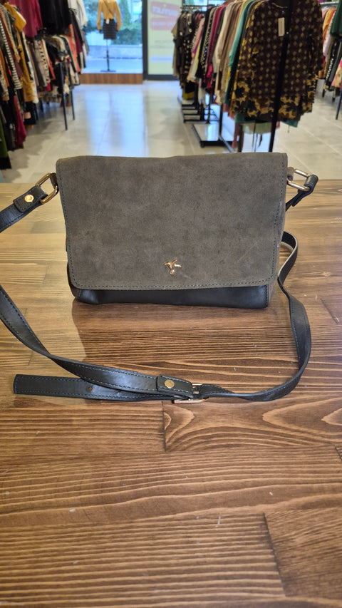 Haki renk süet-deri postacı çanta