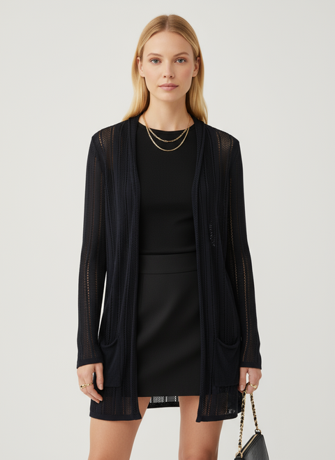 Dantelli cepli lacivert hırka