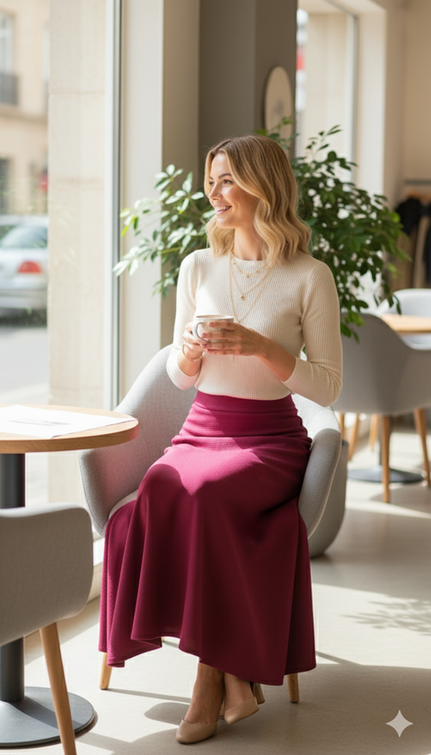 Bordo maksi boy etek