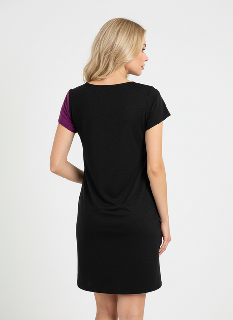 Siyah fuşya rengi elbise