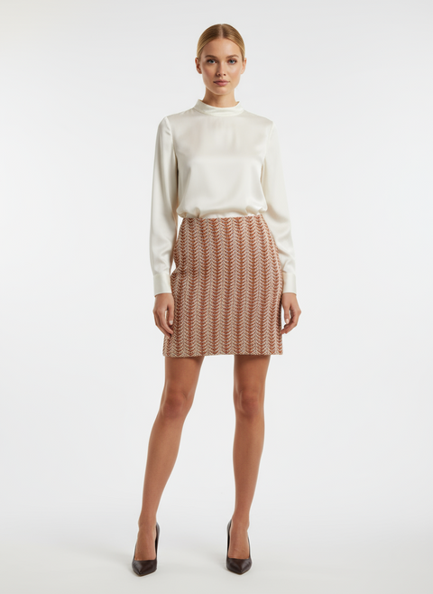 Kırmızı detaylı kalem mini etek