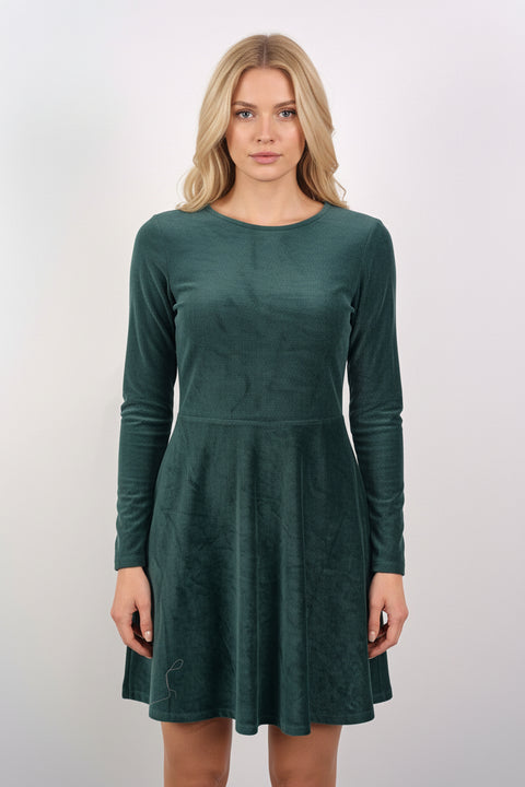 kadife yeşil elbise