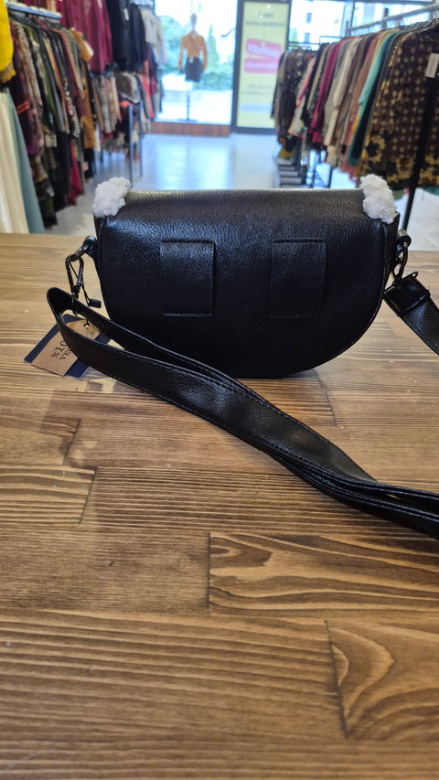 Siyah deri omuz çanta