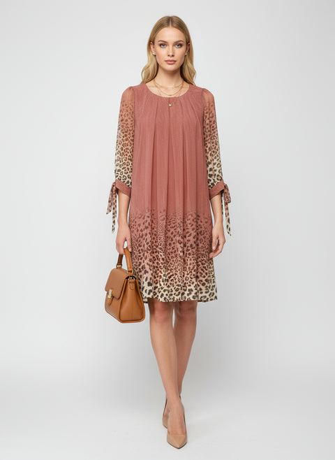 leopar desenli kiremit rengi elbise