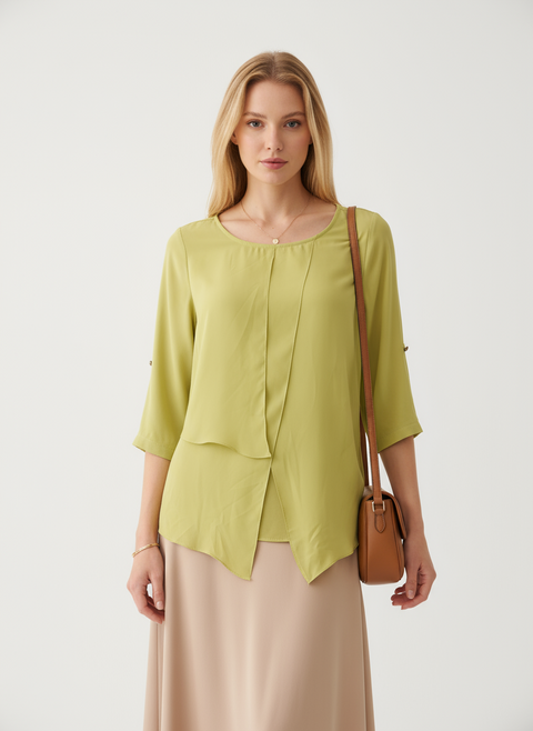 parça detaylı yeşil bluz