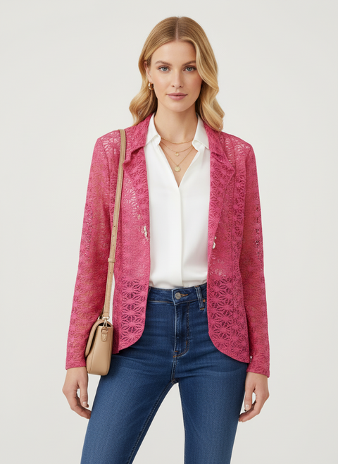 Dantelli pembe hırka