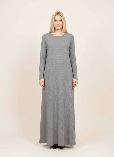 Gri uzun elbise