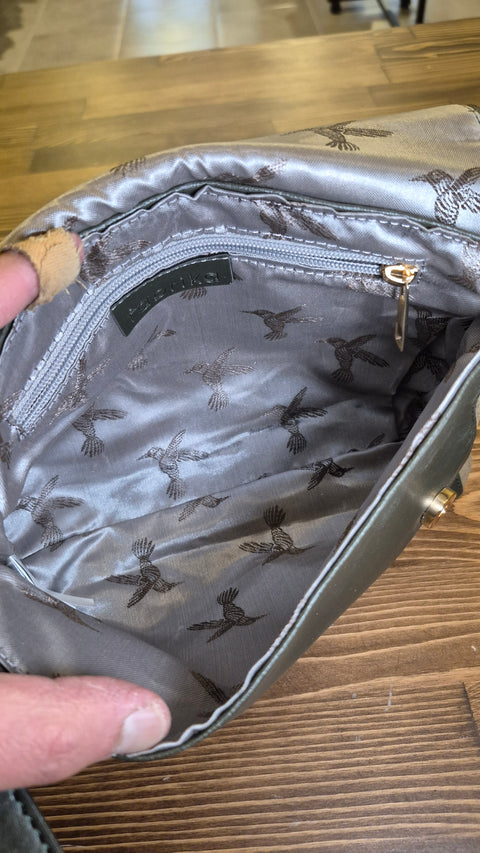 Haki renk süet-deri postacı çanta