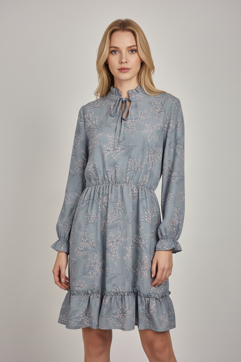 çiçekli mavi elbise