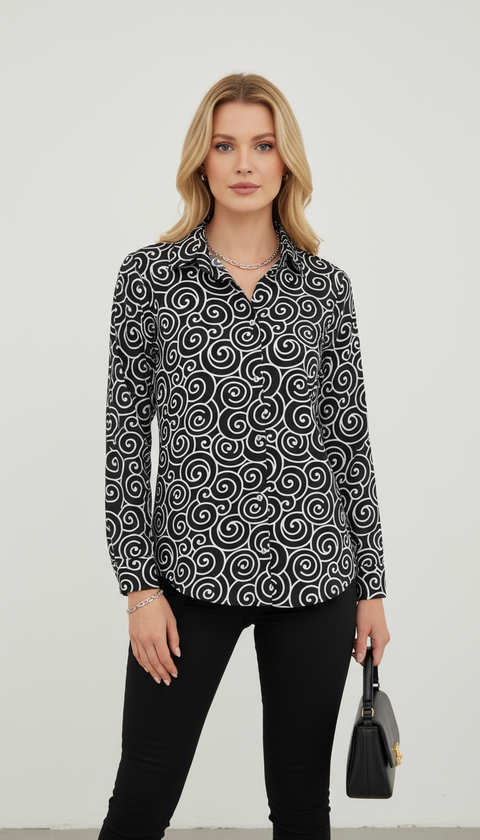 Siyah beyaz desenli gömlek