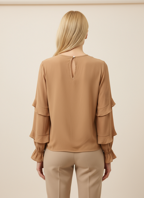 Toz pembe onu fırfırlı bluz