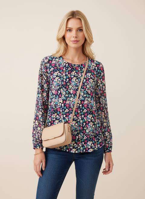 Çiçekli astarlı şifon bluz