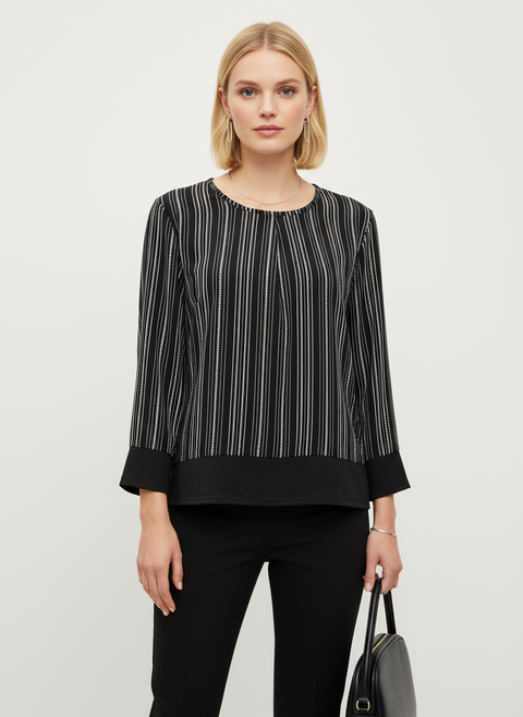 Çizgili siyah bluz