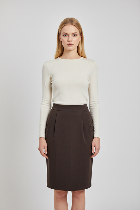 Acı kahve diz hizası etek