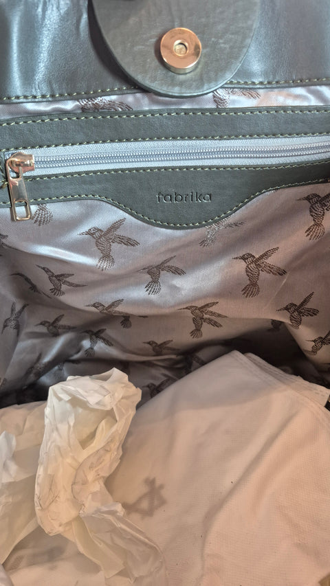 Haki süet-deri omuz çanta