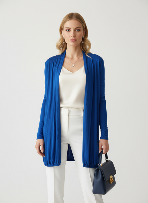 Bağlama detaylı mavi ceket