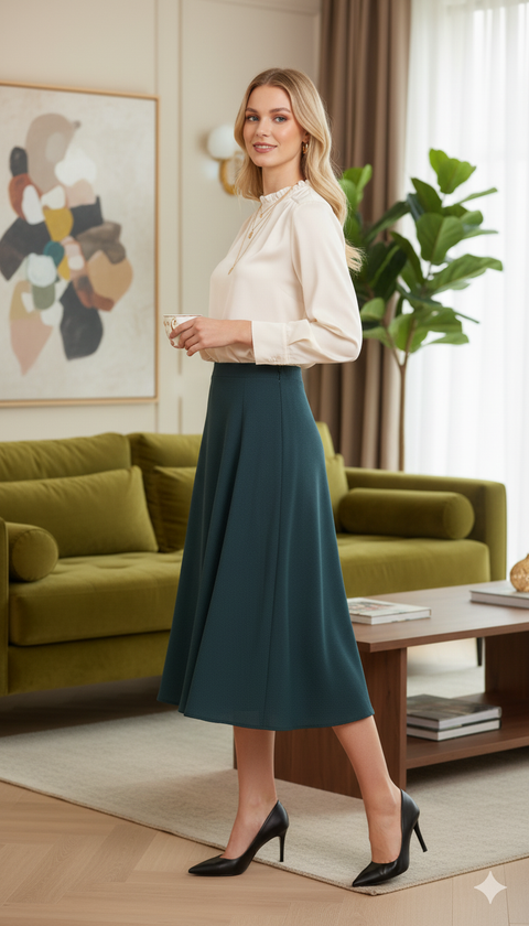 Yeşil maksi boy etek