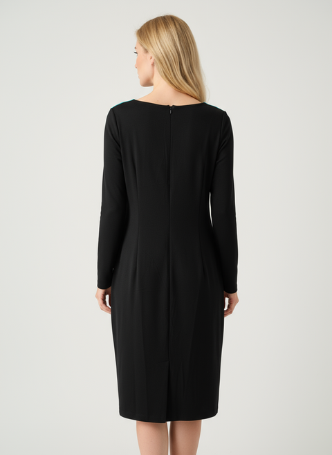 Siyah turkuaz asimetrik detaylı elbise