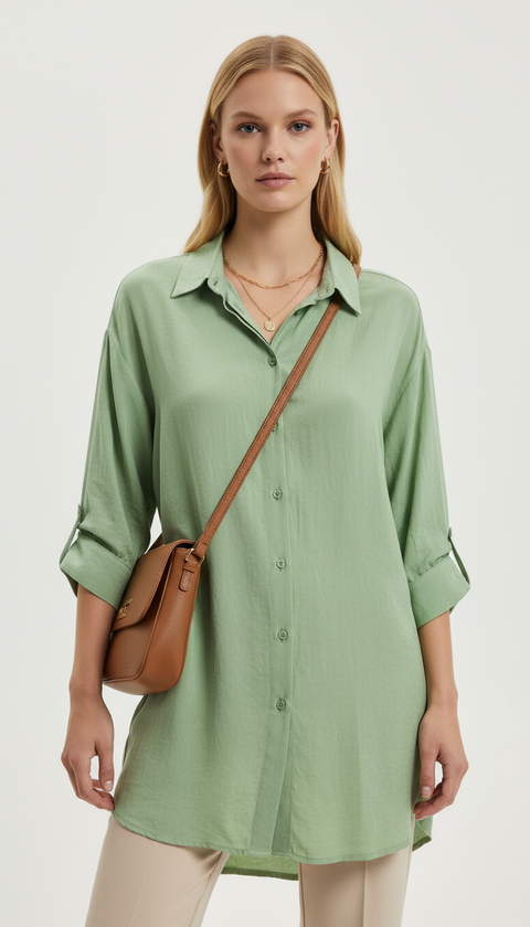 Yeşil basic gömlek