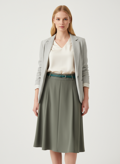 Yeşil Kemerli midi etek