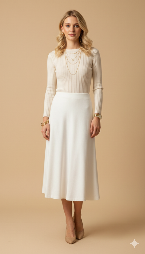 Beyaz maksi boy etek