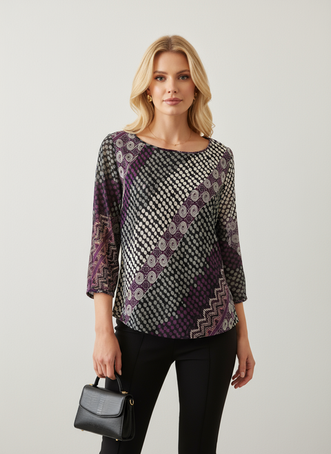 Desenli şifon bluz