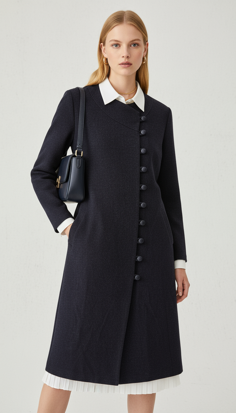 Siyah cepli yan düğmeli hırka