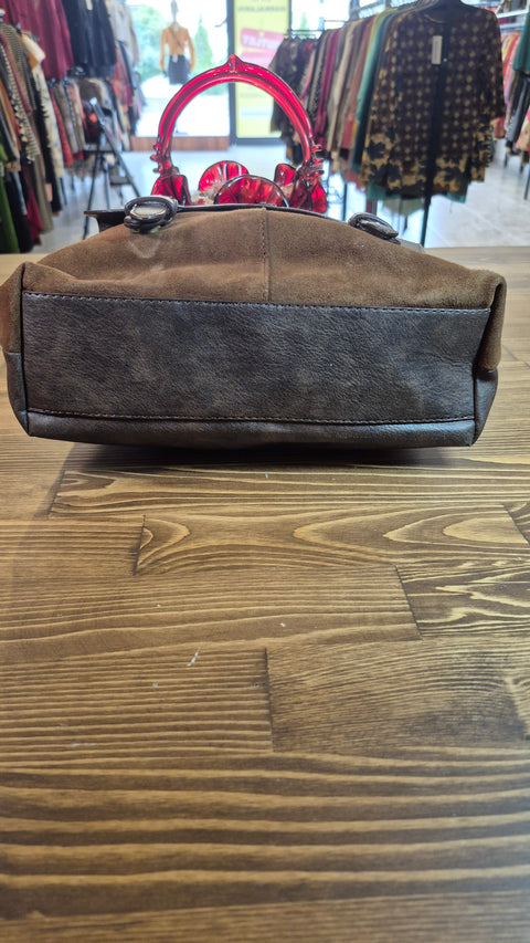 Taba süet-deri omuz çanta