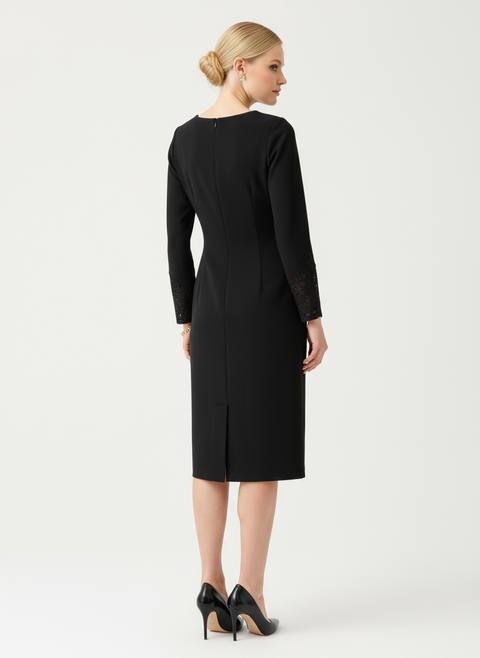 dantel detaylı siyah elbise