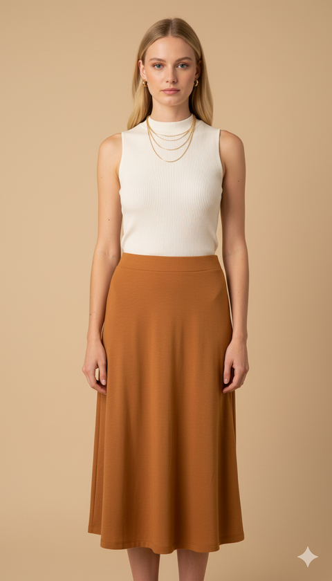 Hardal sarı diz altı etek