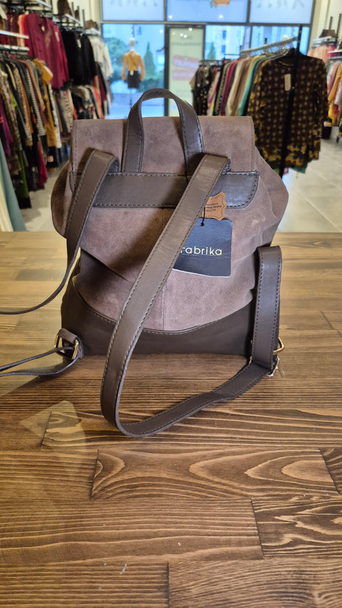 Vizon süet-deri sırt çanta