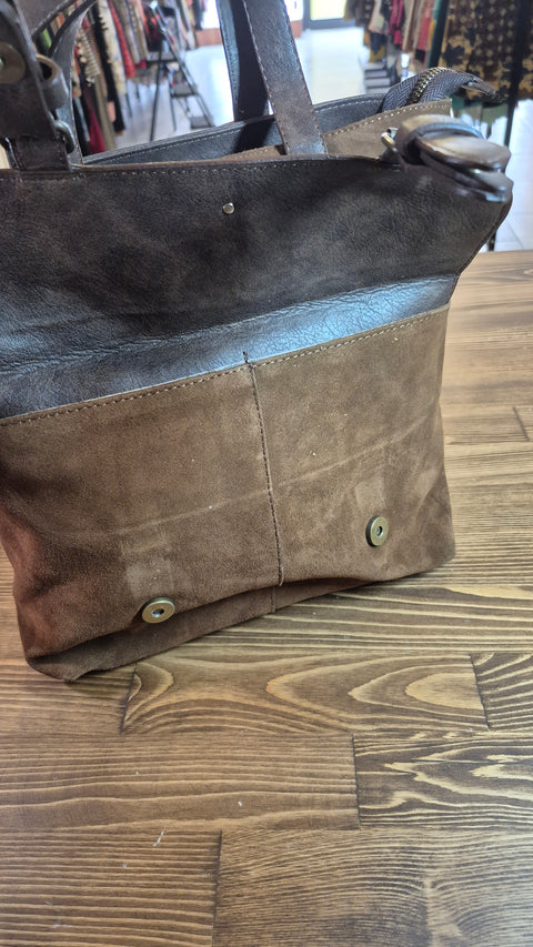 Taba süet-deri omuz çanta