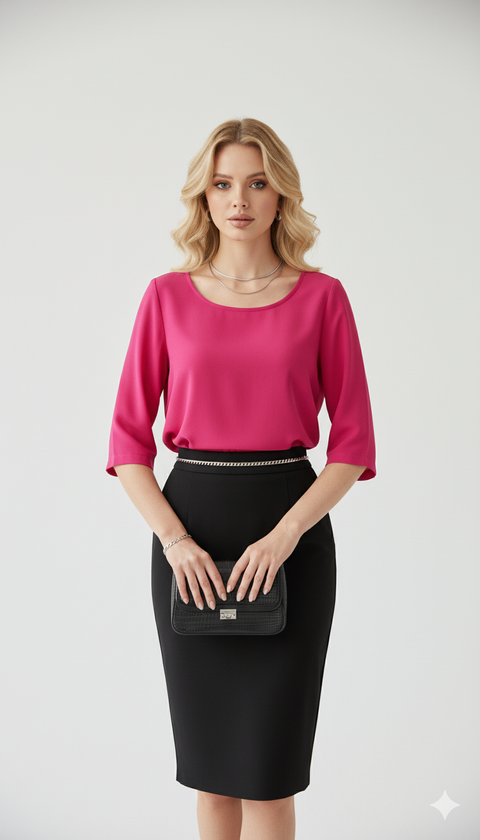 Şifon yarım kol kırmızı bluz