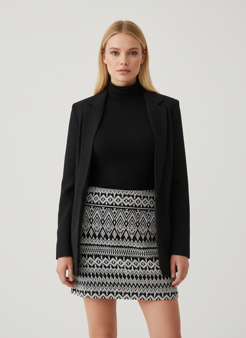 Asimetrik desenli mini etek