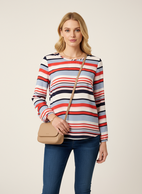 Çizgili şifon bluz